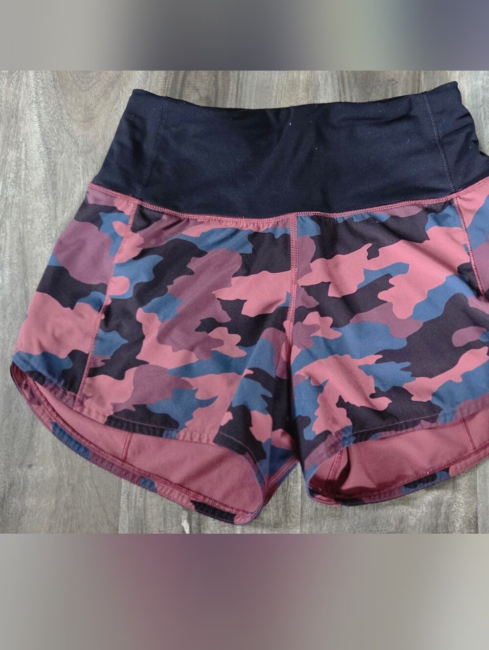 lululemon athletica Pink & Blue Camo High-Waist Athletic Shorts
